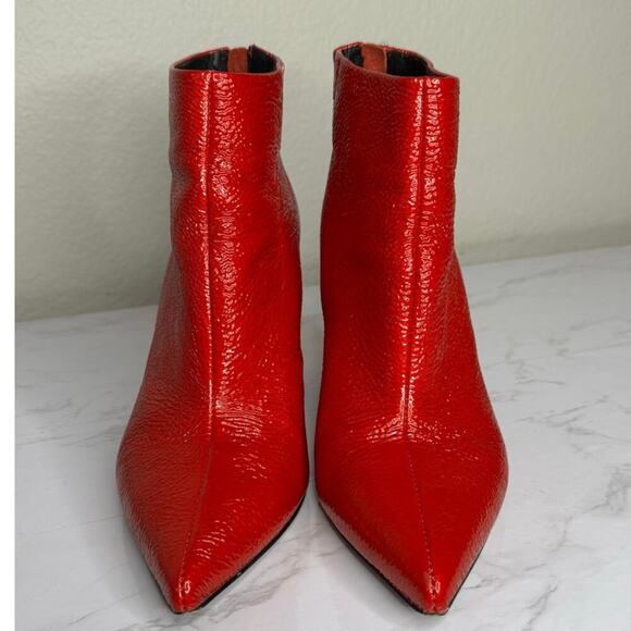 Kenneth Cole Alora Pointy Toe Ankle Bootie Boot Red Patent Leather‎ Boot Sz 9 - Picture 4 of 10